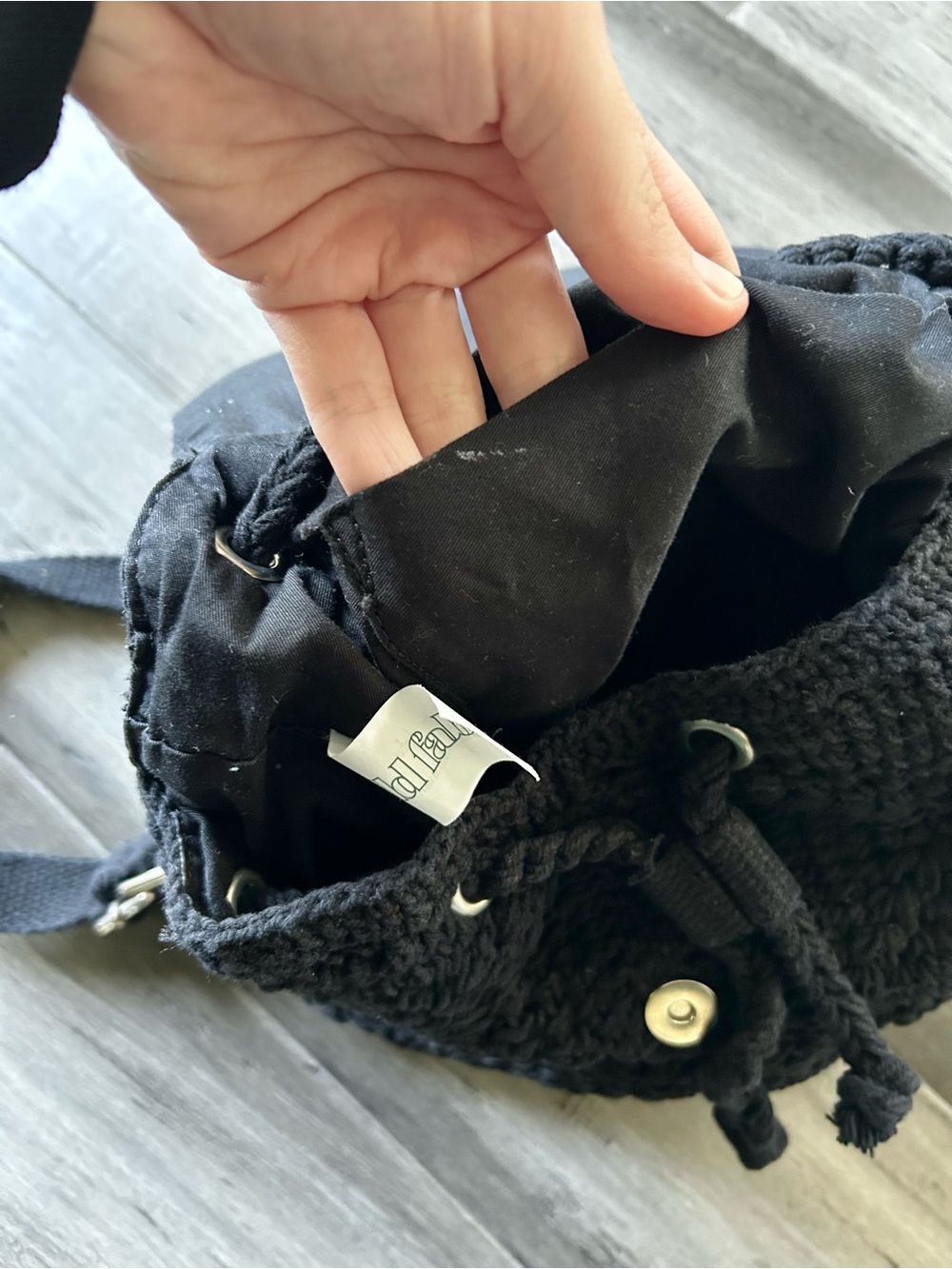 Wild Fable Black Macrame Crochet Casual Backpack w/ Black Crochet Pouch - Picture 6 of 11